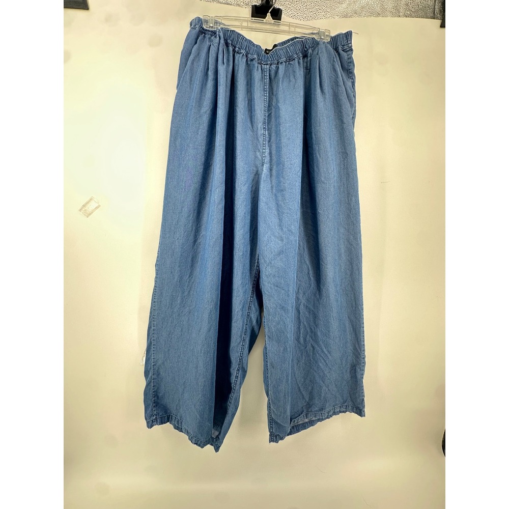 Ellos Women Blue 100% Tencel Lyocell Wide Leg Elastic Waist Pants Size 30